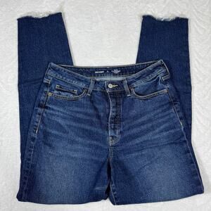 Old Navy High-Rise OG Straight Leg Women's 10-Tall Blue Jeans Button Up